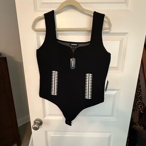 Express Black Bodysuit with White Detailing